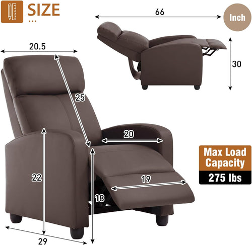 Brown Leather Recliner Chair For Living Room Home Theater